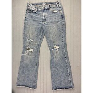 Gap Size 31 Womens Jeans 12 90s Loose Flared  Mid Rise Distressed Light Wash